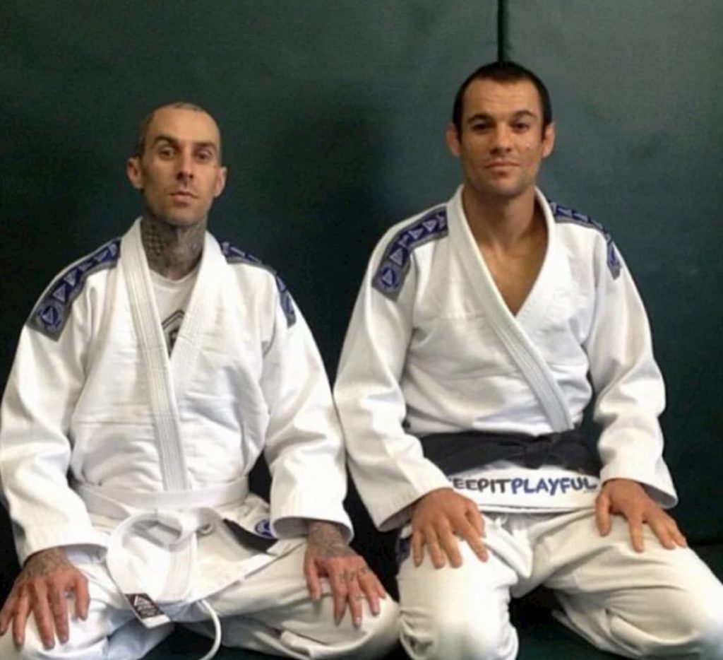Travis Barker and Ryron Gracie on the Jiu Jitsu mats