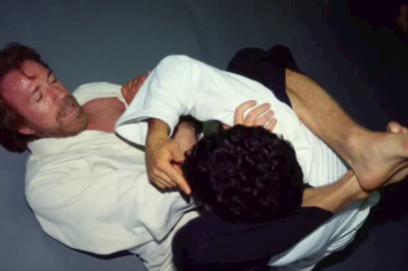 Chuck Norris training Jiu Jitsu with the Machados circa 1994